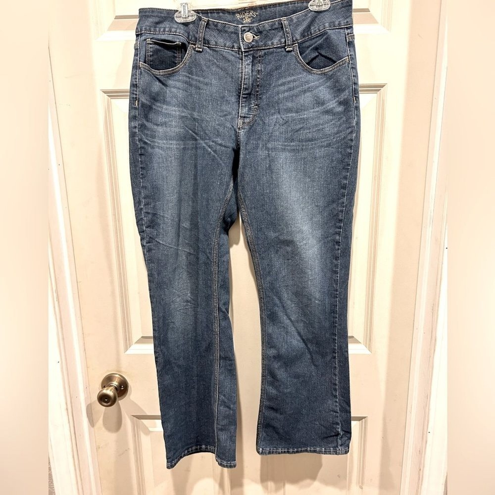 Riders by Lee‎ Womens 14P Med Wash Straight Leg Jeans Comfy Classic Mid Rise